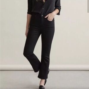Everlane Black The High Rise Kick Crop Jean Raw Hem Size 30 Regular Flare
